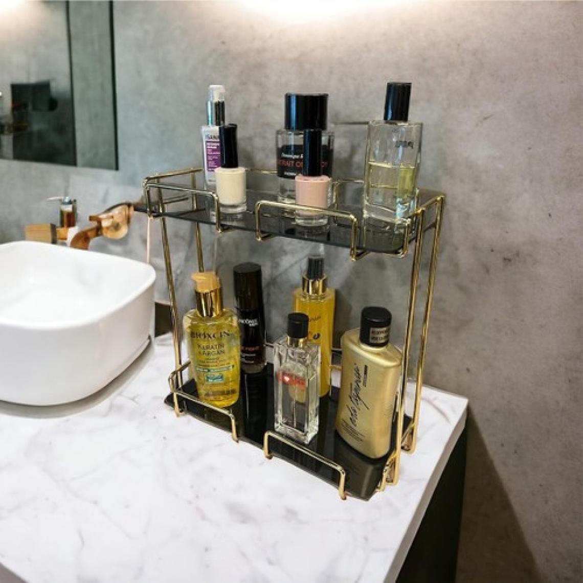 Decorelax 2 Katlı Gold Banyo ve Kozmetik Düzenleyici 28 x 14