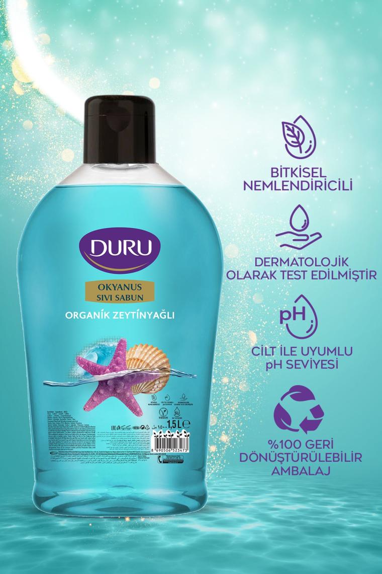Organik Zeytinyağlı Okyanus Sıvı Sabun 1,5 1,5 500ml