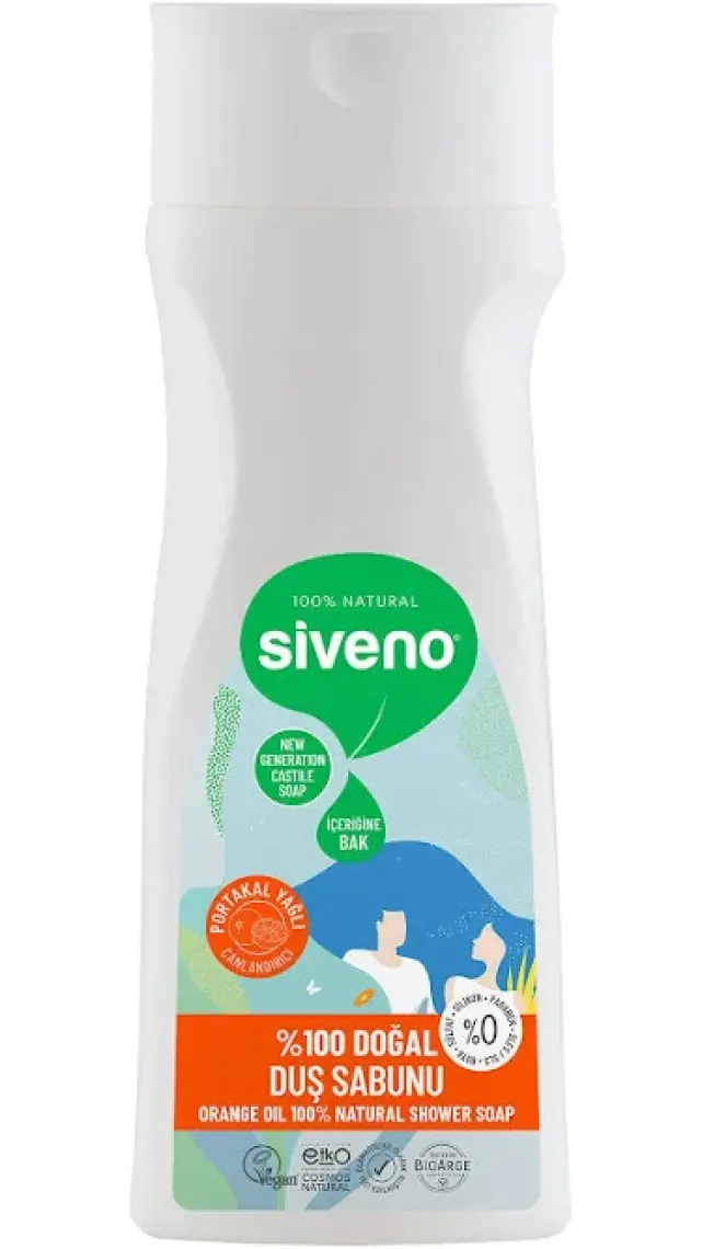 %100 Doğal Duş Sabunu Portakal Kokulu Canlandırıcı Duş Jeli 6 Değerli Bitki Vegan 300 ml