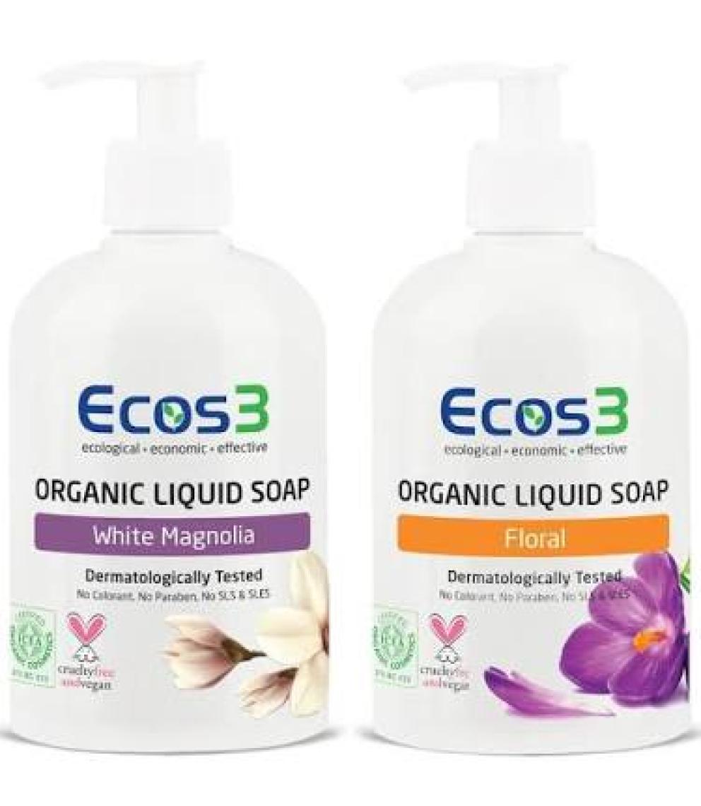 Ecos3 Organik Sıvı Sabun Floral + Beyaz Manolya 500 ml x 2