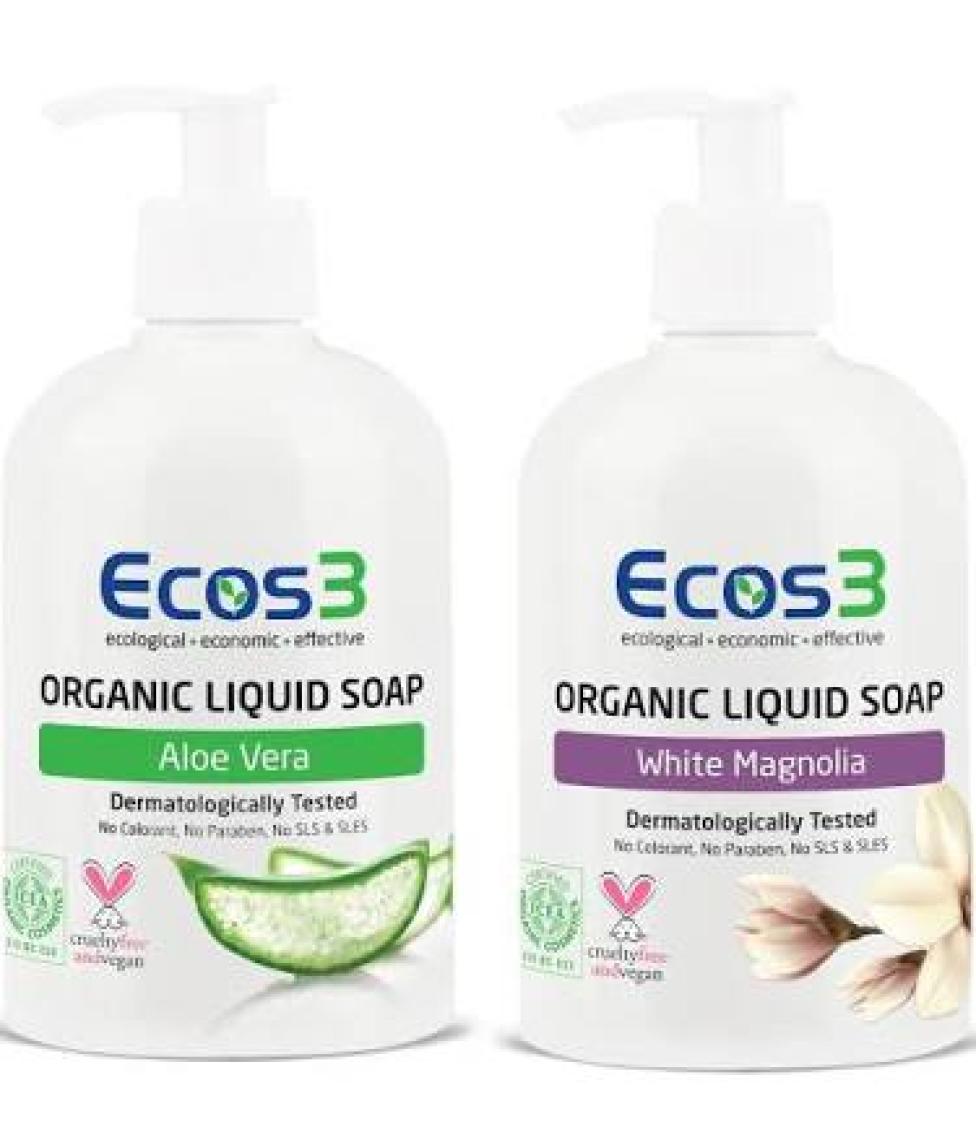 Ecos3 Organik Sıvı Sabun Aloevera + Beyaz Manolya 500 ml x 2