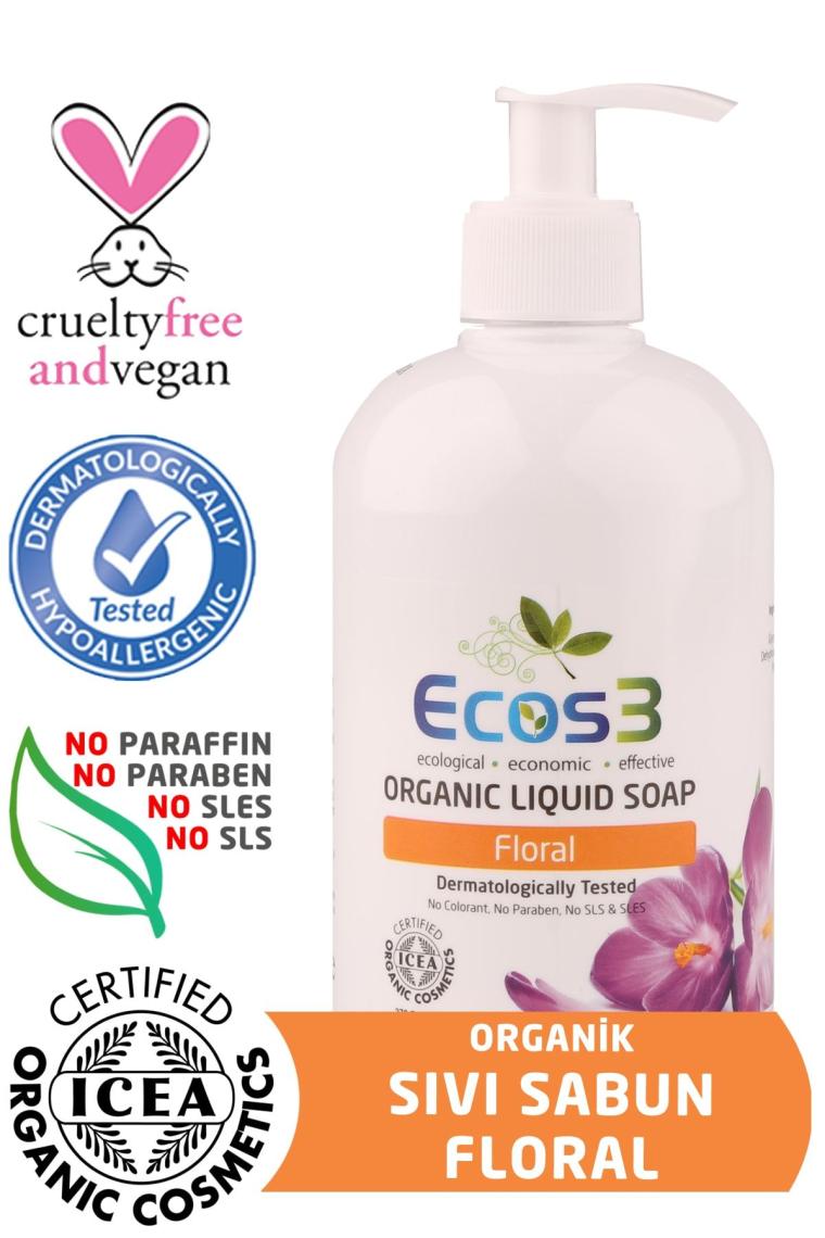 Sıvı Sabun, Organik & Vegan Sertifikalı, Ekolojik, Hipoalerjenik, Floral, 500ml