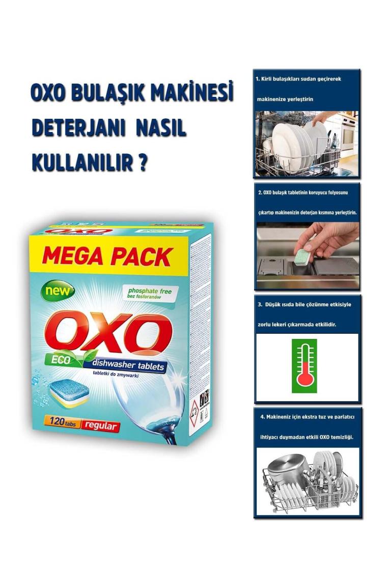 Oxo Bulaşık Makinesi Tableti Mega Paket Deterjan 360 Tablet Hepsi Bir Arada (3X120)