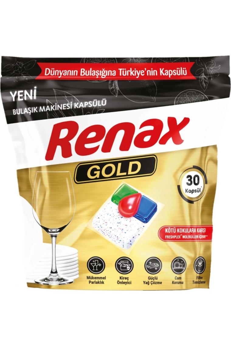 Renax Gold Bulaşık Makinesi Kapsülü Hepsi Bir Arada 30 x 2 Paket 60 Lı
