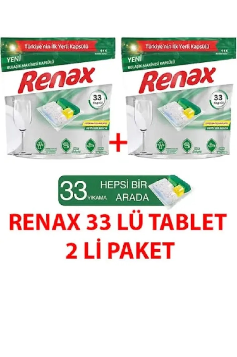 Renax Bulaşık Makinesi Kapsülü Hepsi Bir Arada 33 Lü
