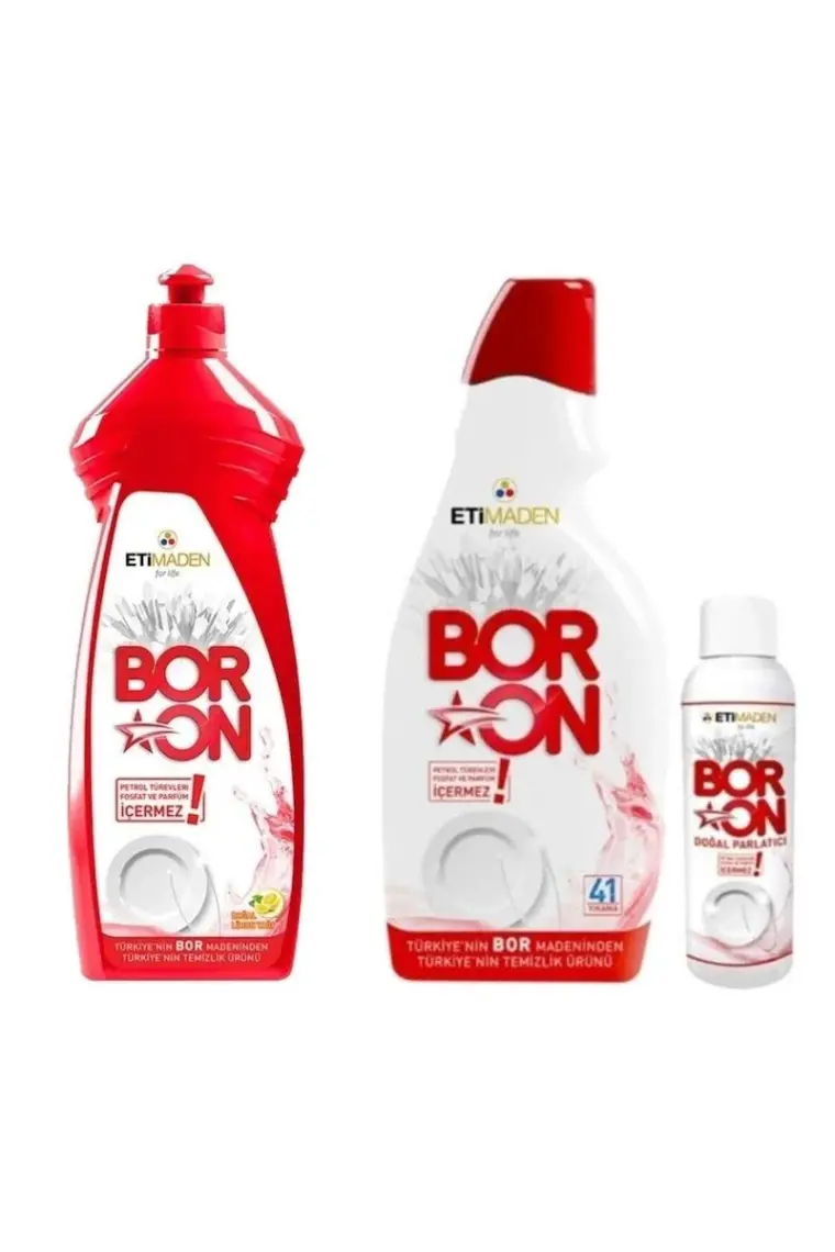 Boron Jel Bulaşık Makinesi 820 ml + 110 ml Parlatıcı + Sıvı Elde Bulaşık 650 ml