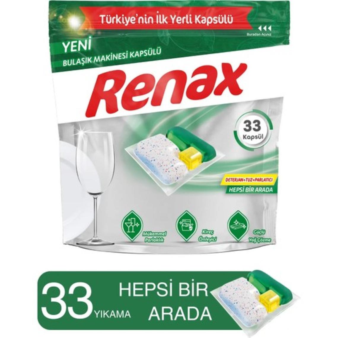 Renax Bulaşık Makinesi Kapsülü Hepsi Bir Arada 33'lü x 3 Adet (99 Kapsül)