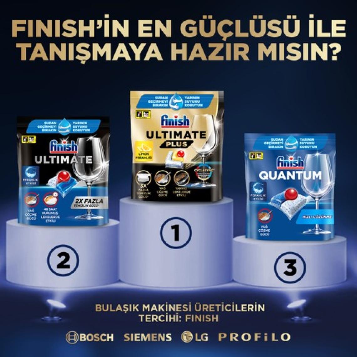 Finish Ultimate Plus Hepsi Bir Arada Limon Ferahlığı 60 Kapsül Bulaşık Makinesi Deterjanı Tableti