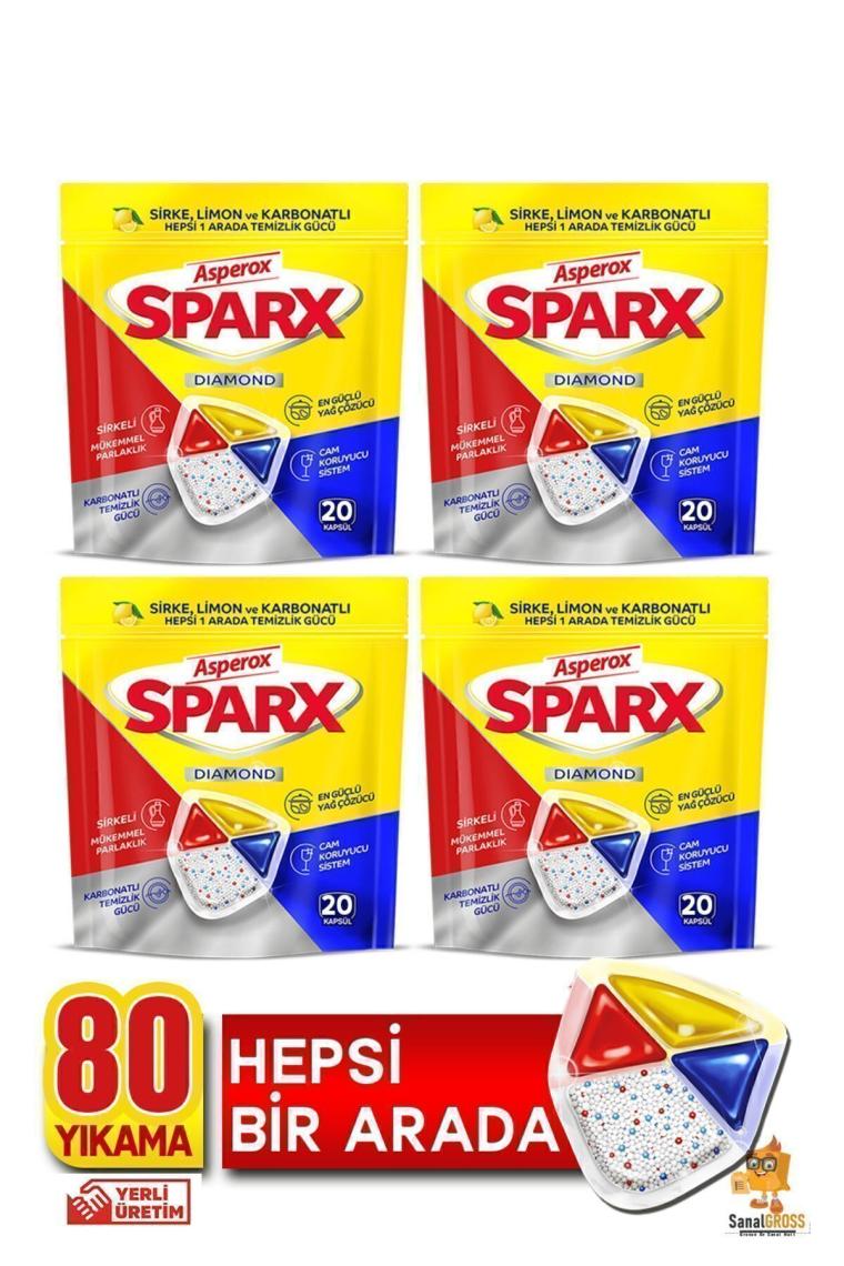 Asperox Sparx Bulaşık Makinesi Kapsülü 20'li x 4 Paket (80 Yıkama)