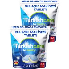 Turkishcare Hepsi 1 Arada 40 Lı Bulaşık Makinası Tableti x 2 Paket (80 Tablet)
