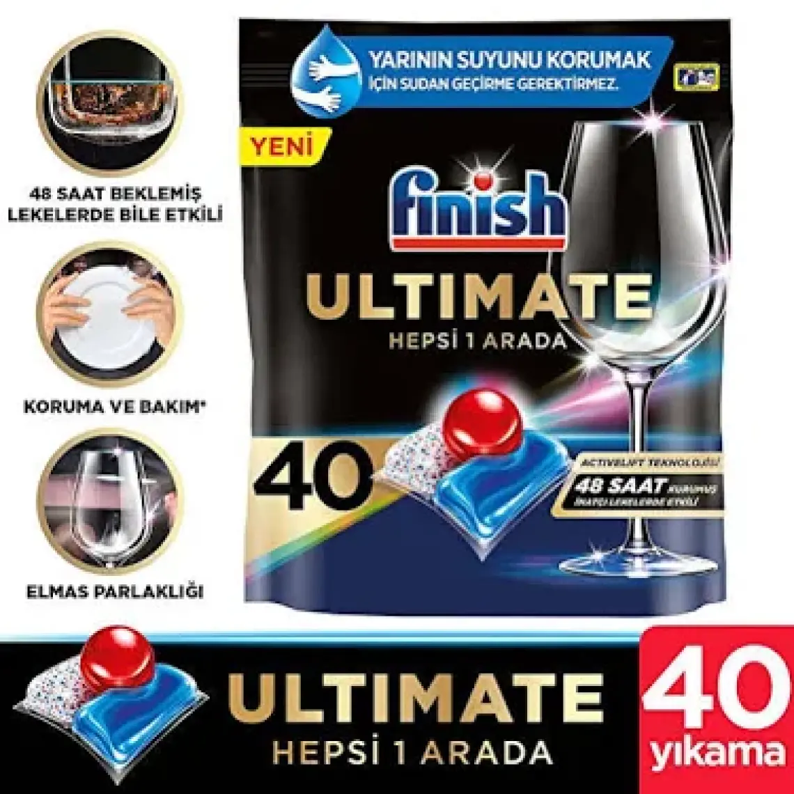 Finish Quantum Ultimate Bulaşık Makinesi Deterjanı Tableti / Kapsülü 40 Yıkama