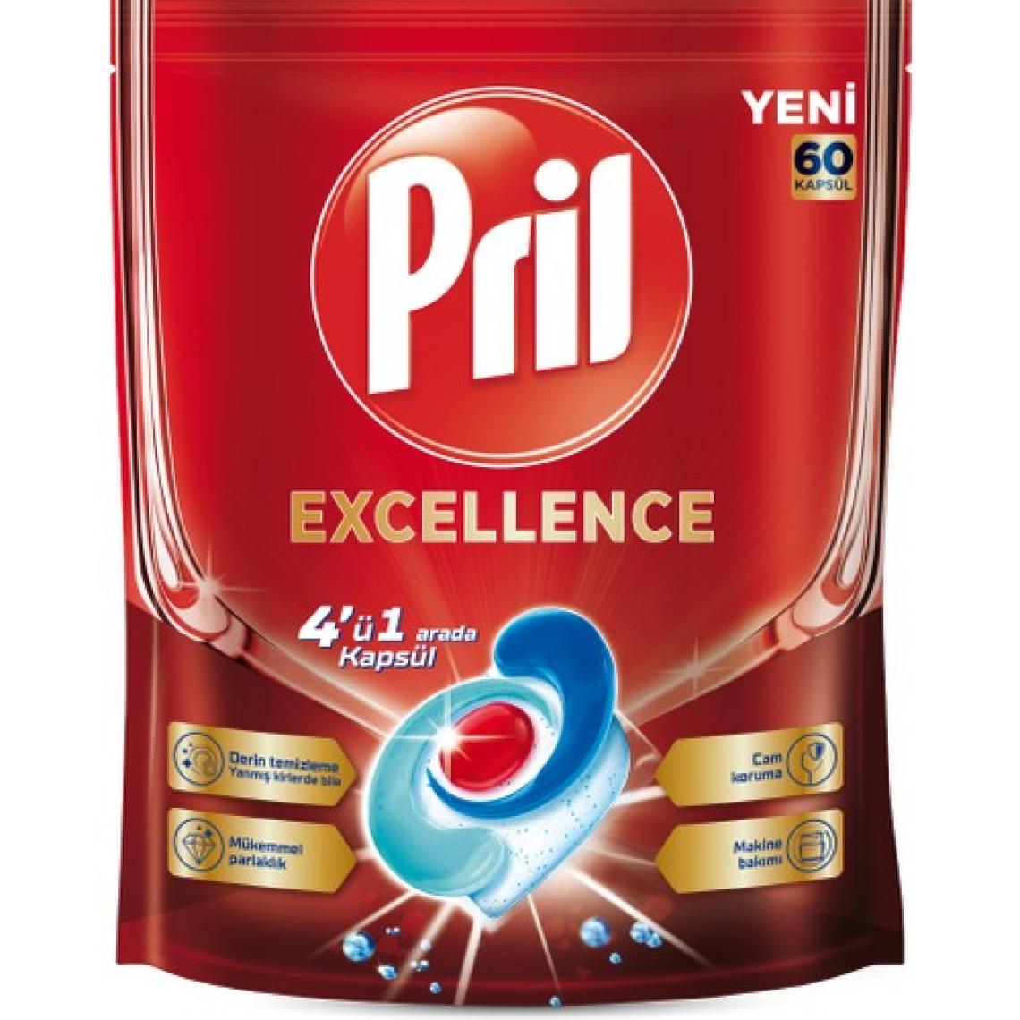 Pril Excellence 4 ü 1 Arada Bulaşık Makinesi Deterjanı 60 Kapsül