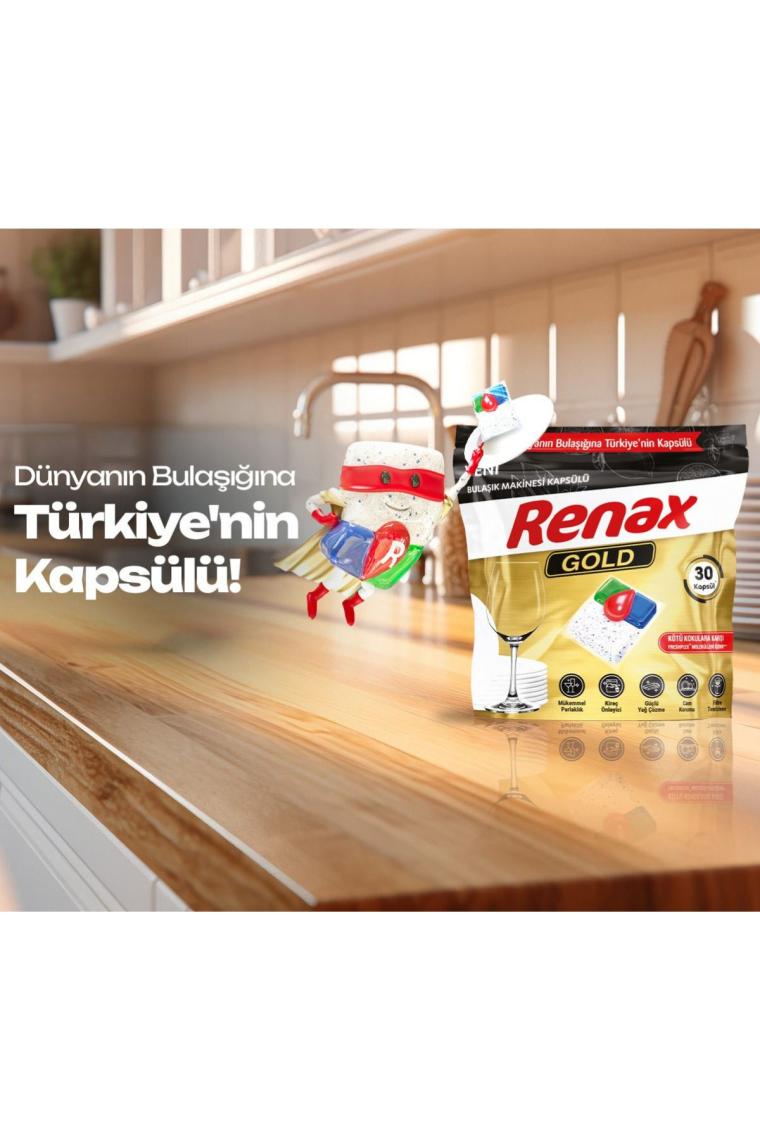 Renax Gold Bulaşık Makinesi Kapsülü Hepsi Bir Arada 30 Lu