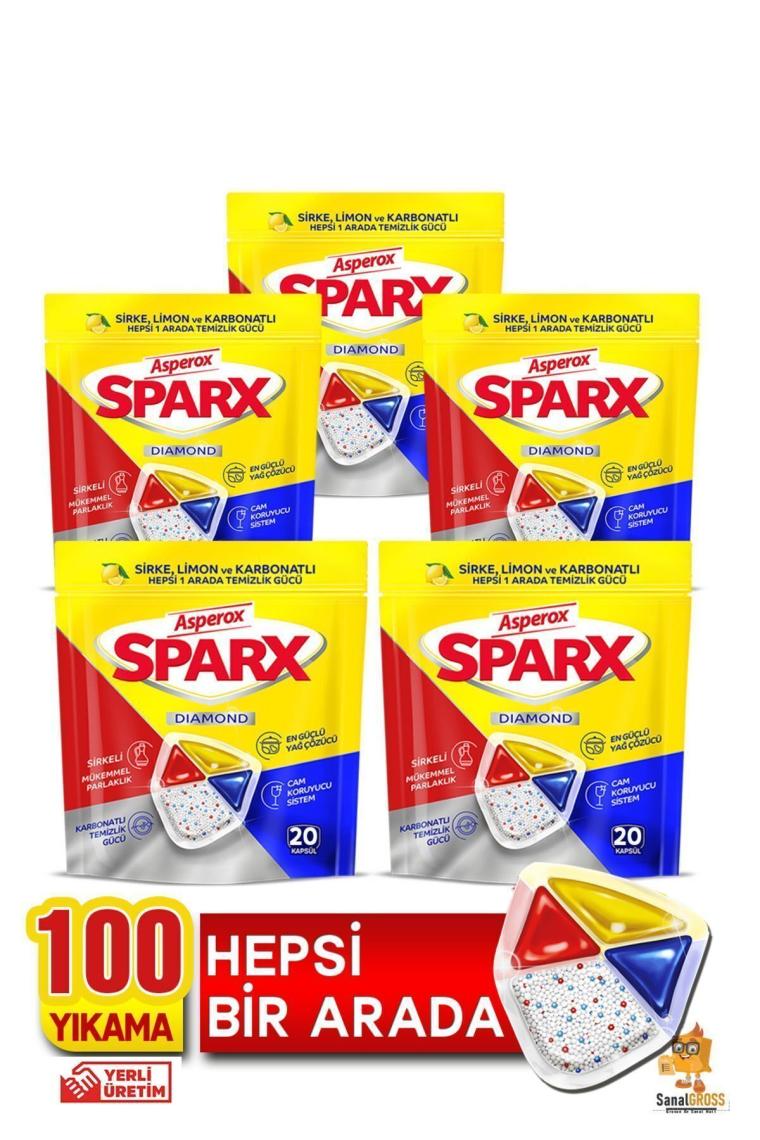 Asperox Sparx Bulaşık Makinesi Kapsülü 20'li x 5 Paket (100 Yıkama)