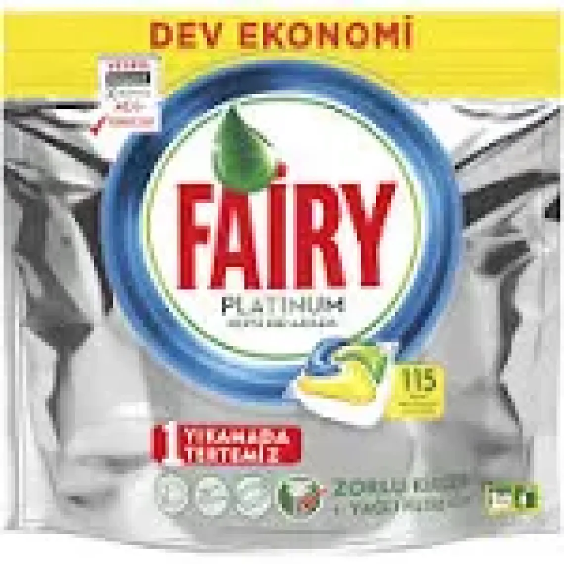 Fairy Platinum Bulaşık Makinesi Deterjanı Tableti / Kapsülü Limon Kokulu 115 Yıkama