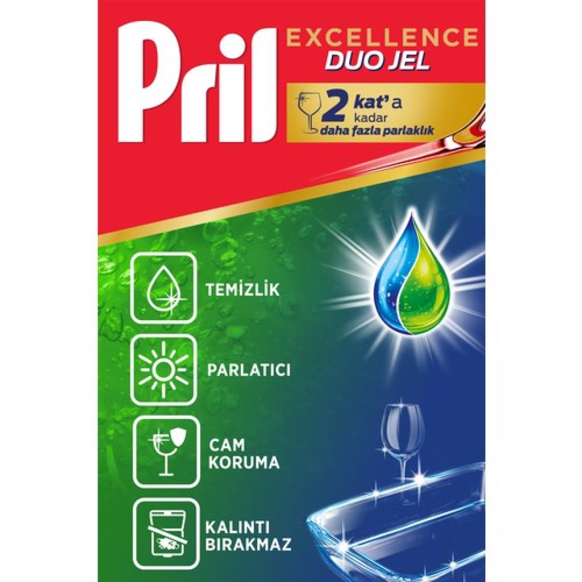 Pril Excellence Duo Jel Bulaşık Makinesi Deterjanı 900ml (50 Yıkama) Yağ Çözücü