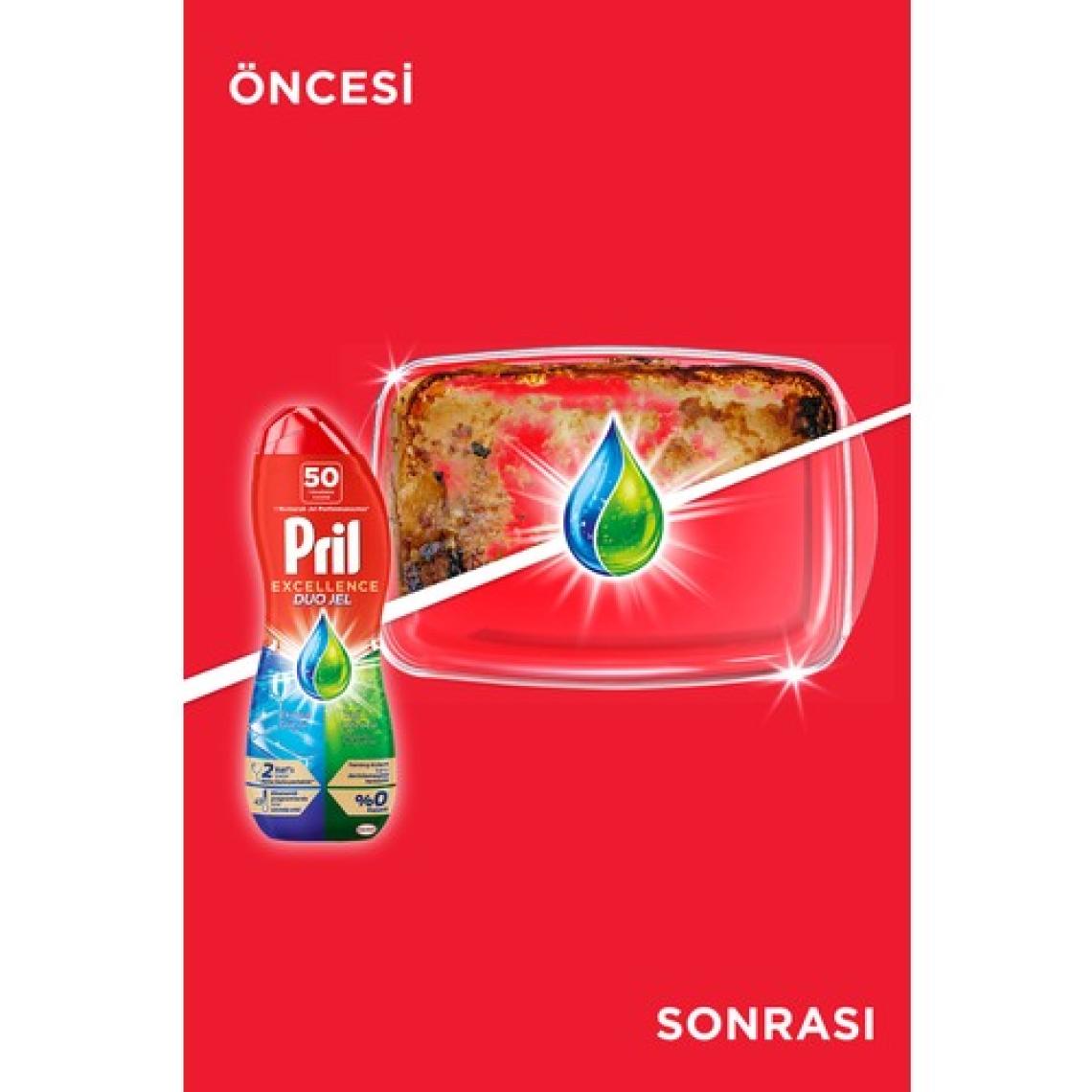 Pril Excellence Duo Jel Bulaşık Makinesi Deterjanı 900ml (50 Yıkama) Yağ Çözücü