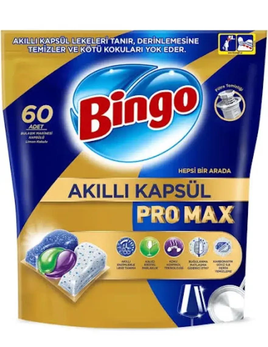 Bingo Akıllı Kapsül Pro Max Bulaşık Makinesi Deterjanı Tableti 60 Adet