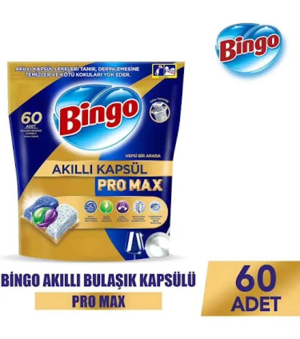 Bingo Akıllı Kapsül Pro Max Bulaşık Makinesi Deterjanı Tableti 60 Adet