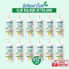 Sır Bio Bitkisel Özlü Elde Bulaşık Deterjanı 12 Adet 1000 ml Pompalı Şişe