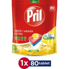 Pril Hepsi Bir Arada Extra Bulaşık Makinesi Tableti 80 Adet – Güçlü Temizlik, Parlaklık ve Leke Koruması