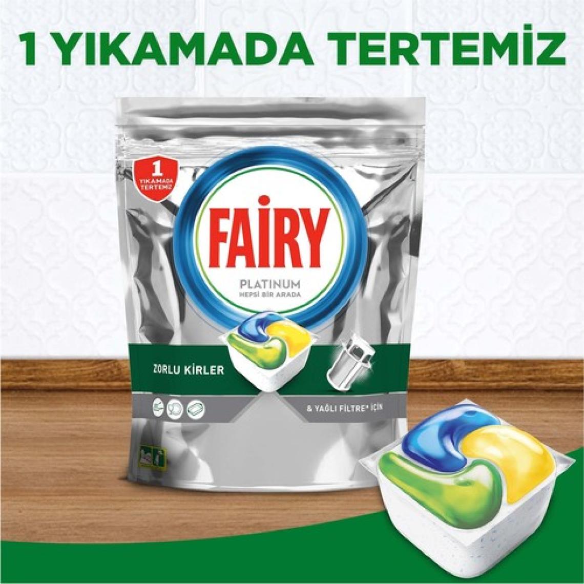 Fairy Platinum Bulaşık Makinesi Deterjanı Tableti / Kapsülü Limon Kokulu 16 Yıkama