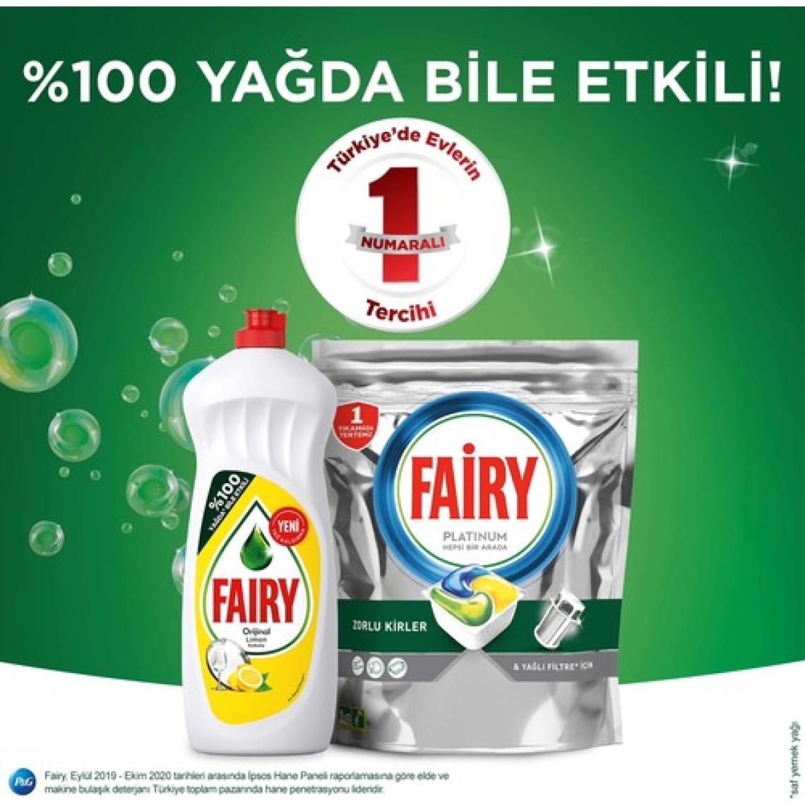 Fairy Platinum Bulaşık Makinesi Deterjanı Tableti / Kapsülü Limon Kokulu 16 Yıkama