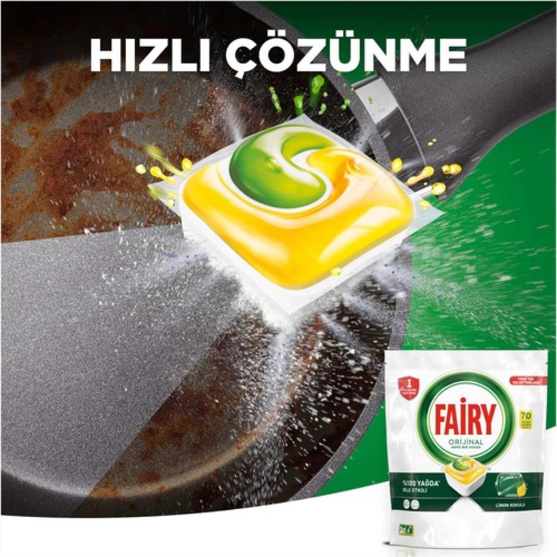 Fairy Hepsi Bir Arada Bulaşık Makinesi Deterjanı Tableti / Kapsülü Limon Kokulu 70 Yıkama