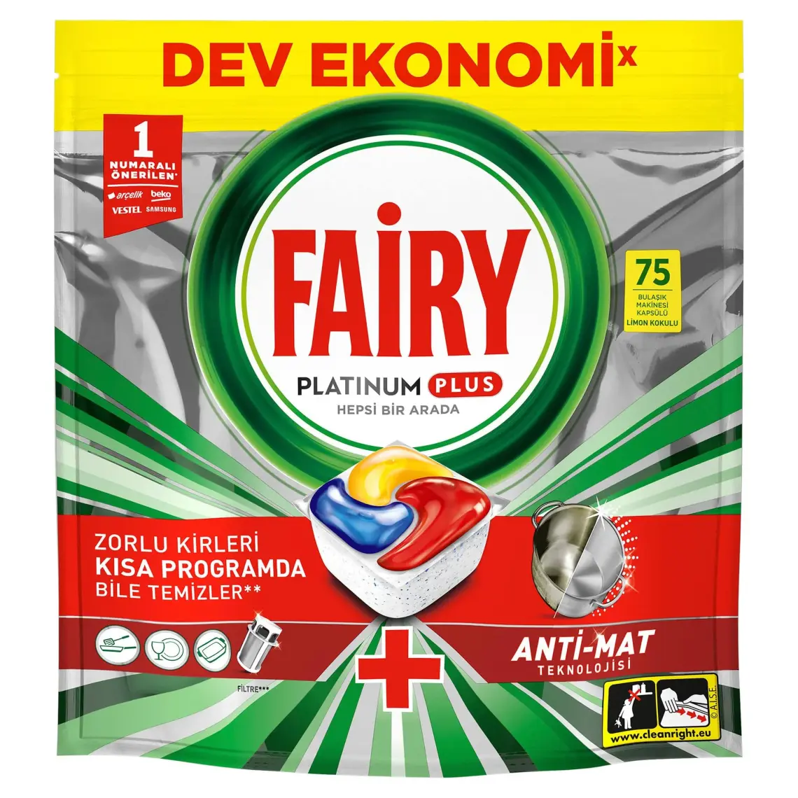Fairy Platinum Plus Bulaşık Makinesi Deterjanı Tableti / Kapsülü 75 Yıkama