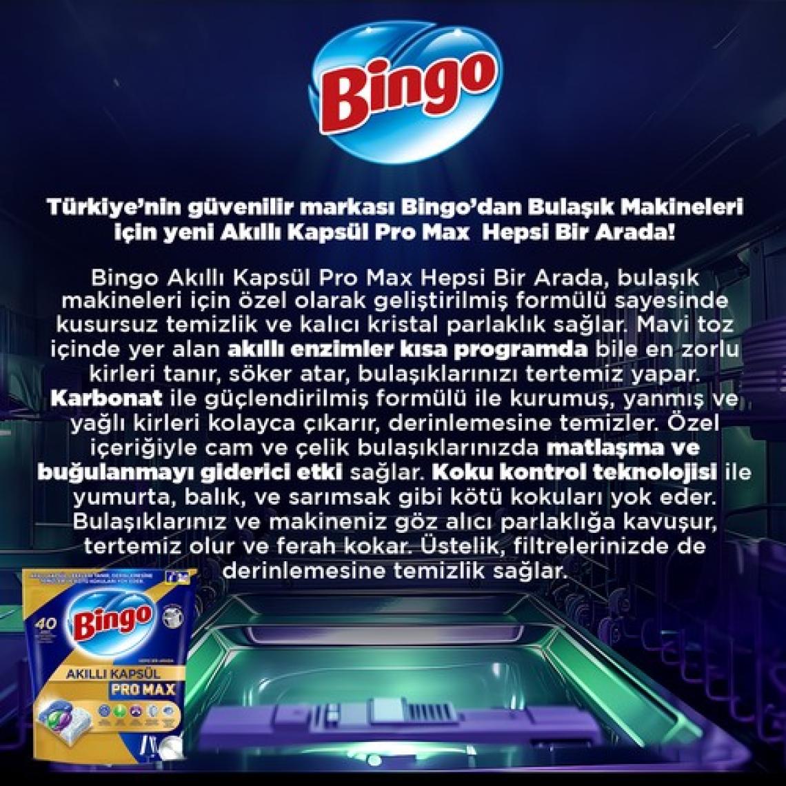 Bingo Akıllı Kapsül Pro Max Bulaşık Makinesi Deterjanı Tableti 60 Adet