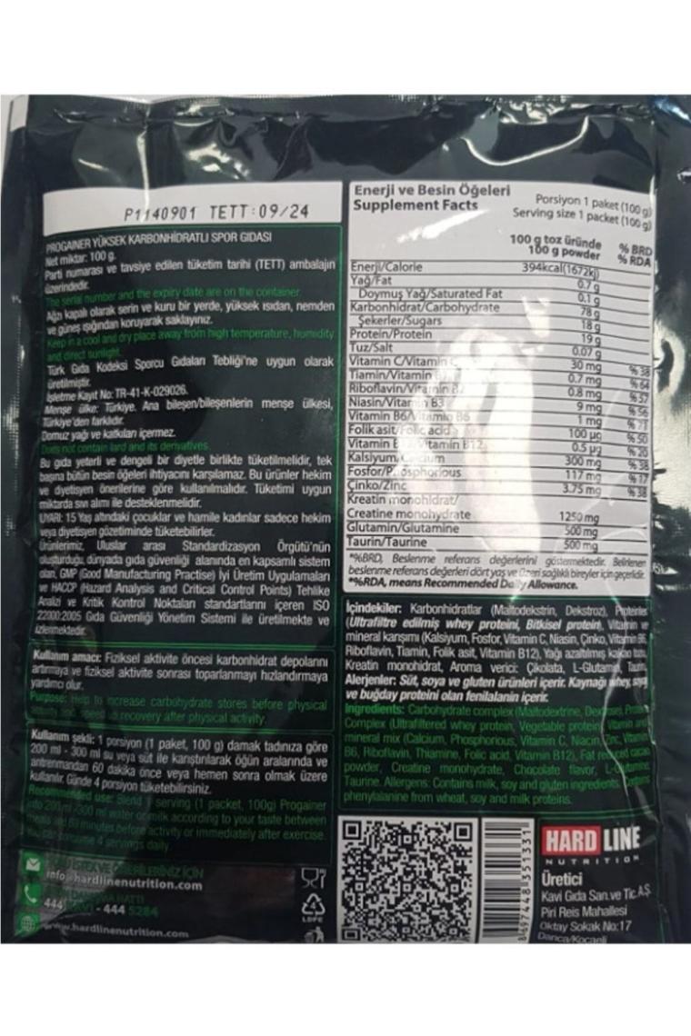 Hardline Pro Gainer Karbonhidrat Tozu Çikolatalı 100 Gr