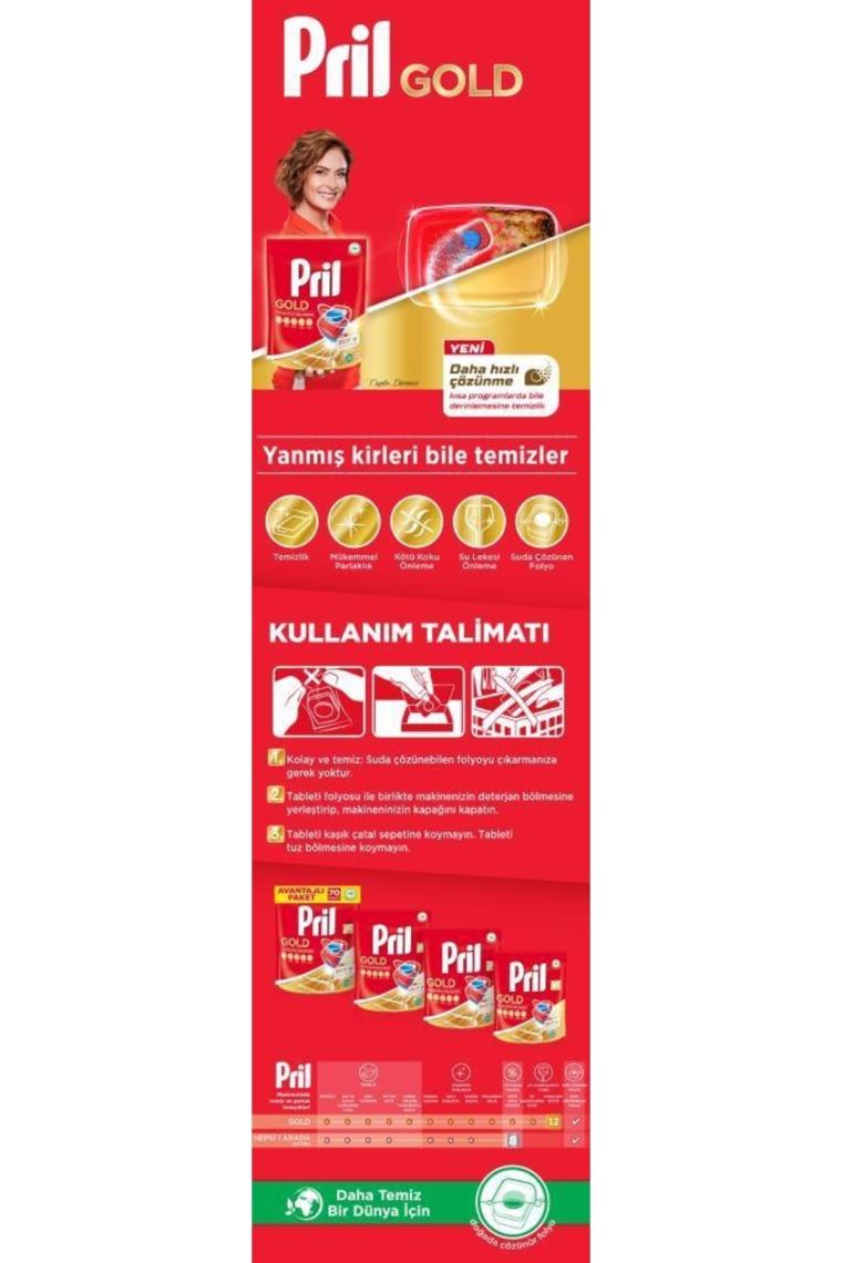 Pril Gold Bulaşık Makinesi Tableti 70'li