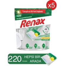 Renax Bulaşık Makinesi Kapsülü Hepsi Bir Arada 44 Lü - 5 Paket