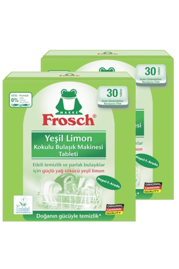 Frosch Yeşil Limon Kokulu 30'lu Bulaşık Makinesi Tableti x 2 Paket