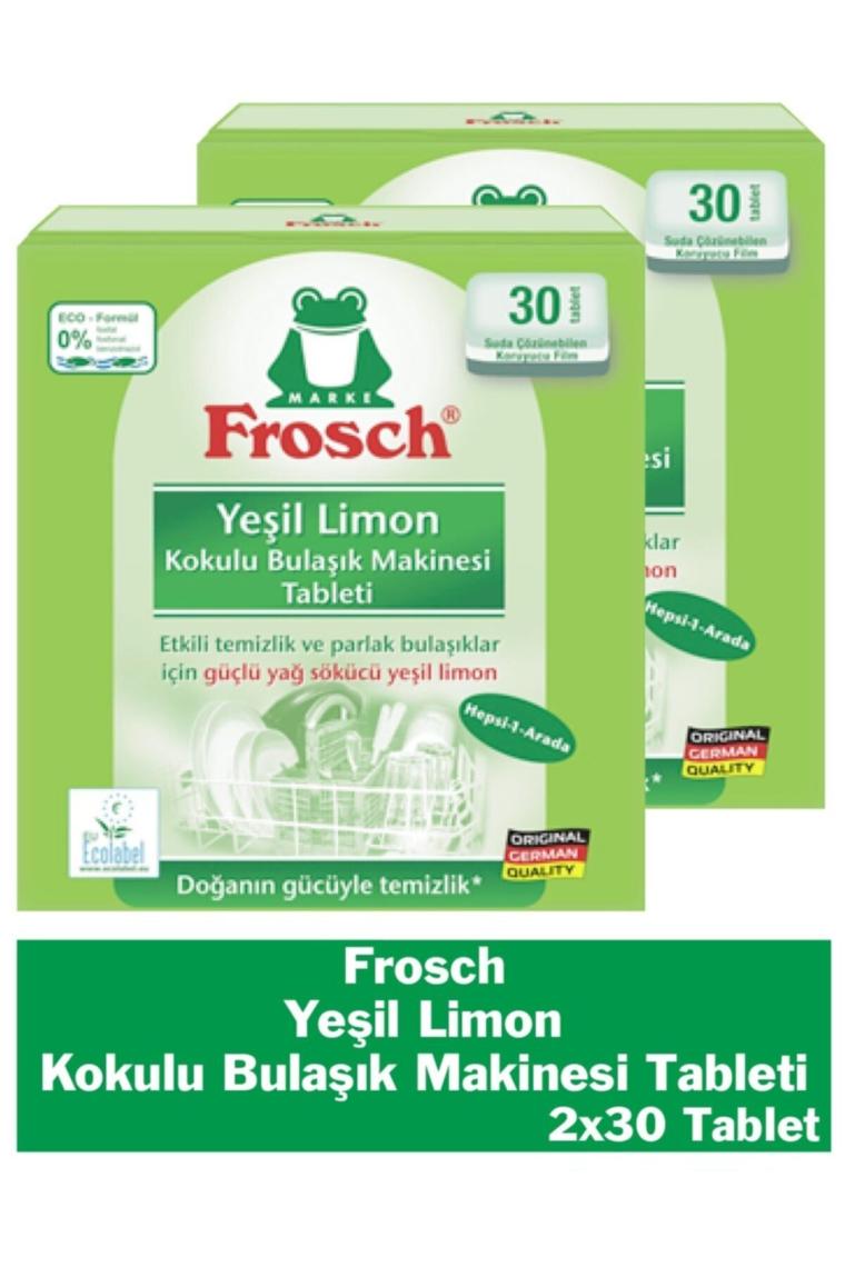 Frosch Yeşil Limon Kokulu 30'lu Bulaşık Makinesi Tableti x 2 Paket