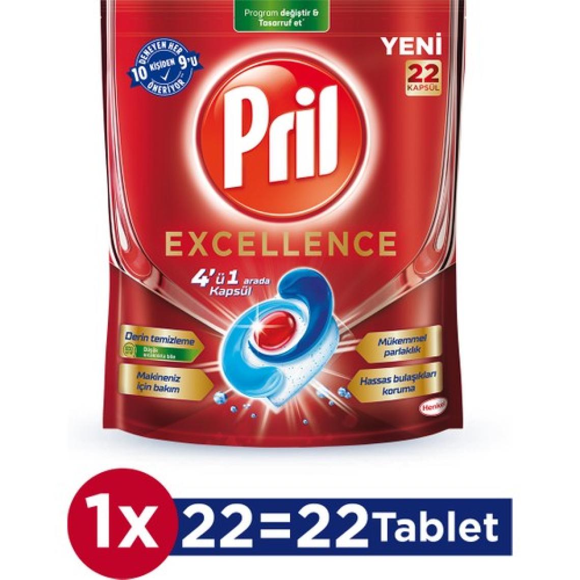 Pril Excellence 4'ü 1 Arada Bulaşık Makinesi Tableti 22'li
