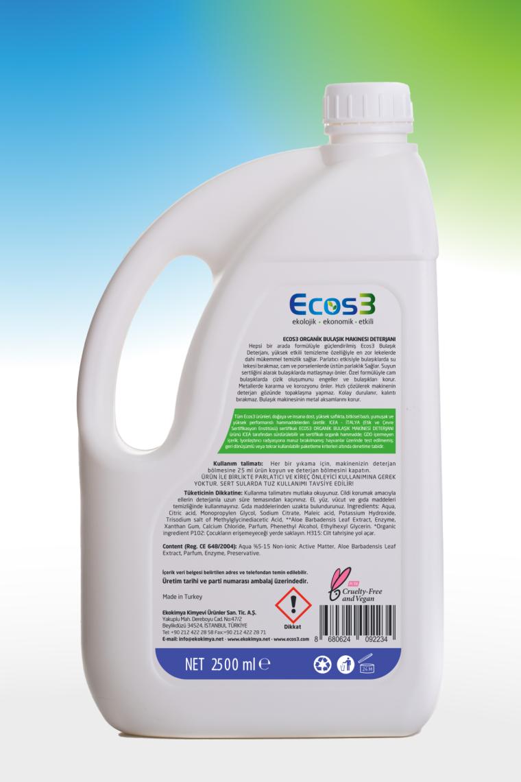Bulaşık Makinesi Deterjanı, Organik & Vegan Sertifikalı, Ekolojik, 7’si Bir Arada 100 Yıkama, 2500ml