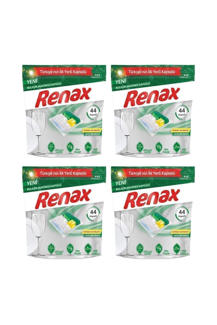 Renax Bulaşık Makinesi Kapsülü Hepsi Bir Arada 44 Lü x 4 Adet (176 Kapsül)