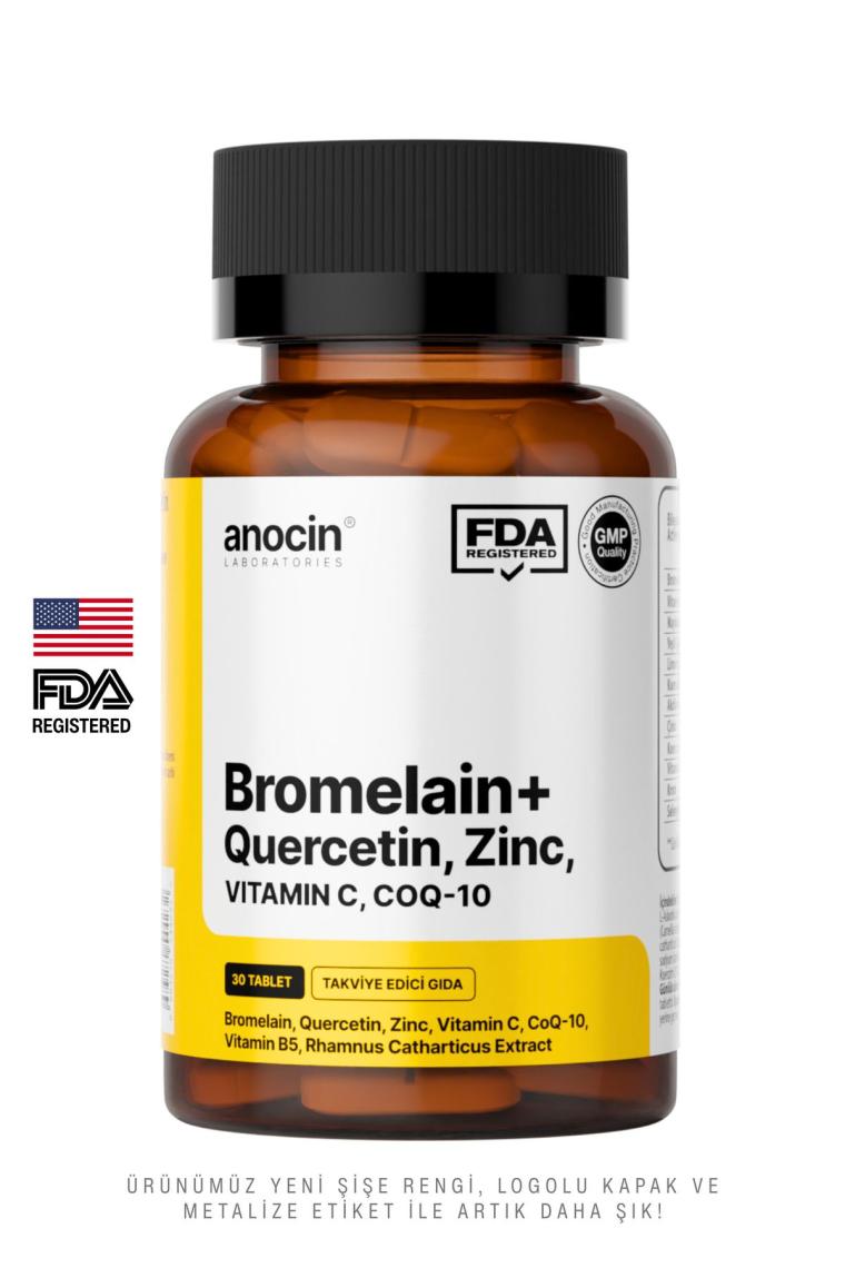 Anocin Bromelain Ananas +Quercetin +Zinc + Coq-10 + Vitamin C Süper Bromelain Formül