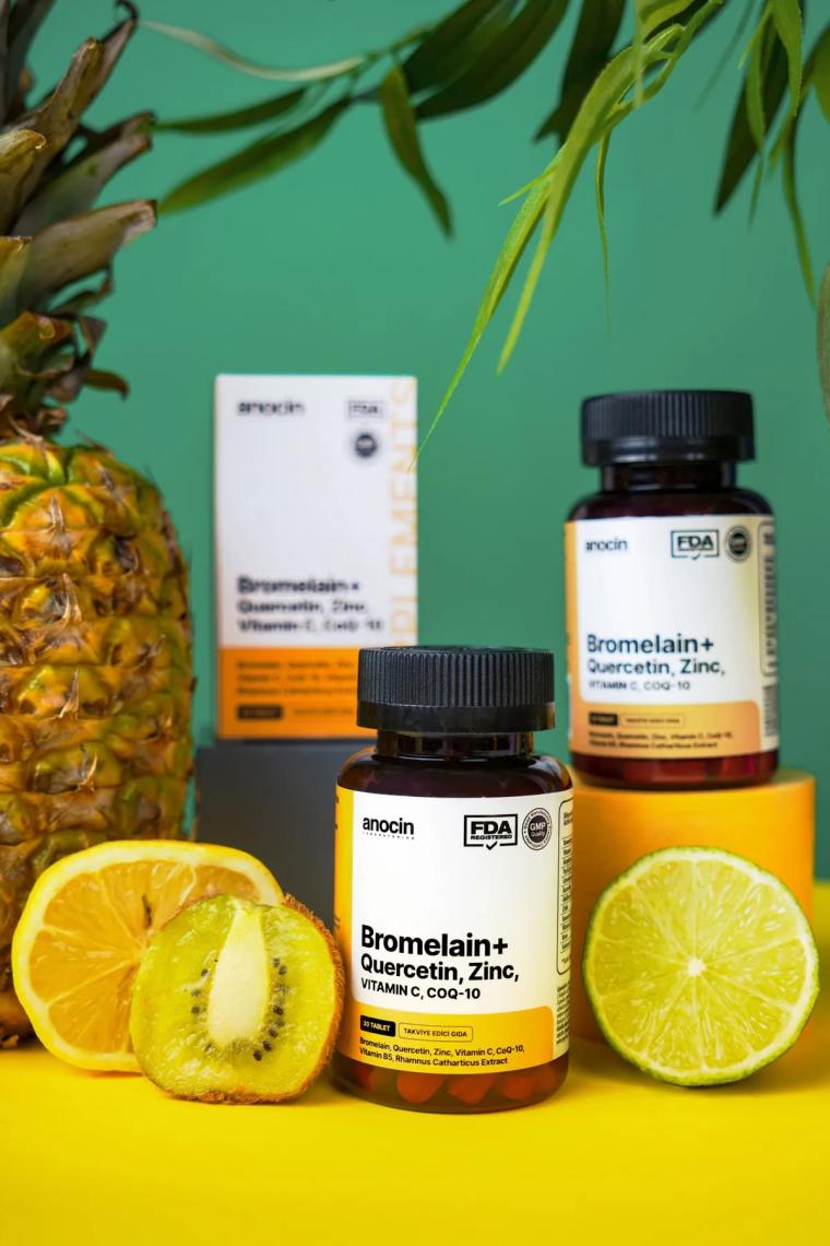 Anocin Bromelain Ananas +Quercetin +Zinc + Coq-10 + Vitamin C Süper Bromelain Formül