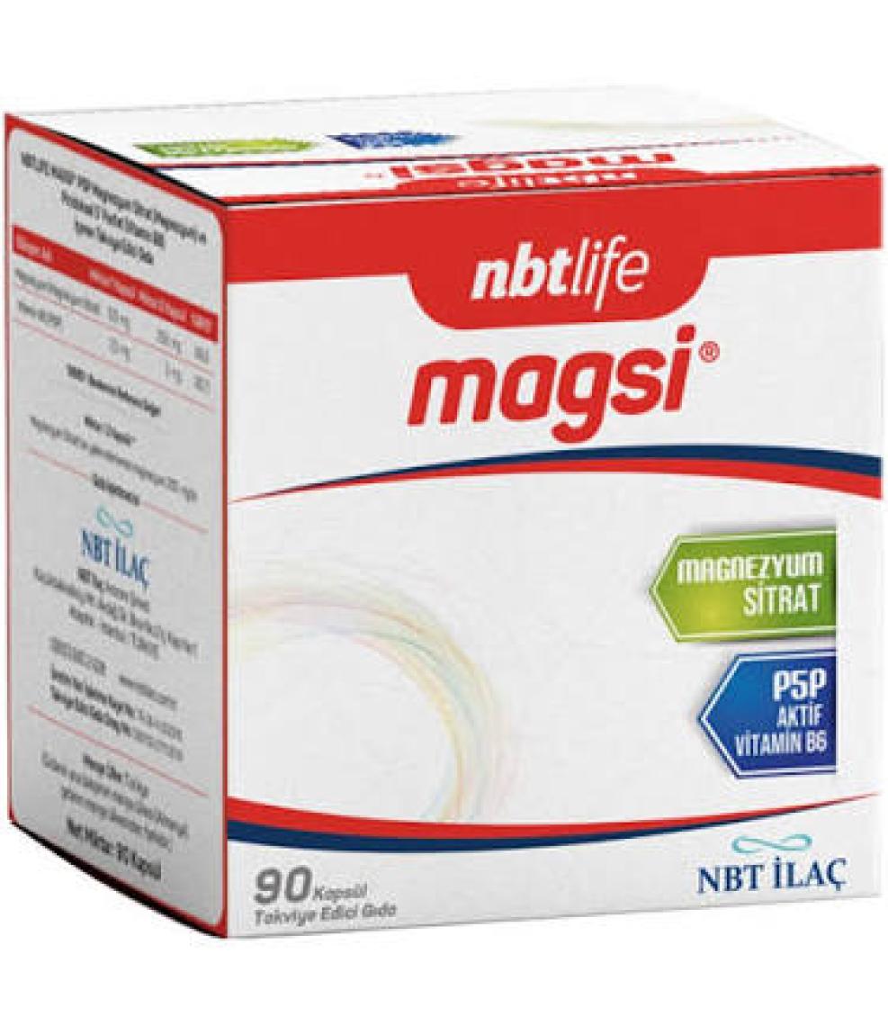 Nbt Life - Magsi Magnezyum Sitrat + Piridoksal 5 Fosfat Kapsül 90 Lık