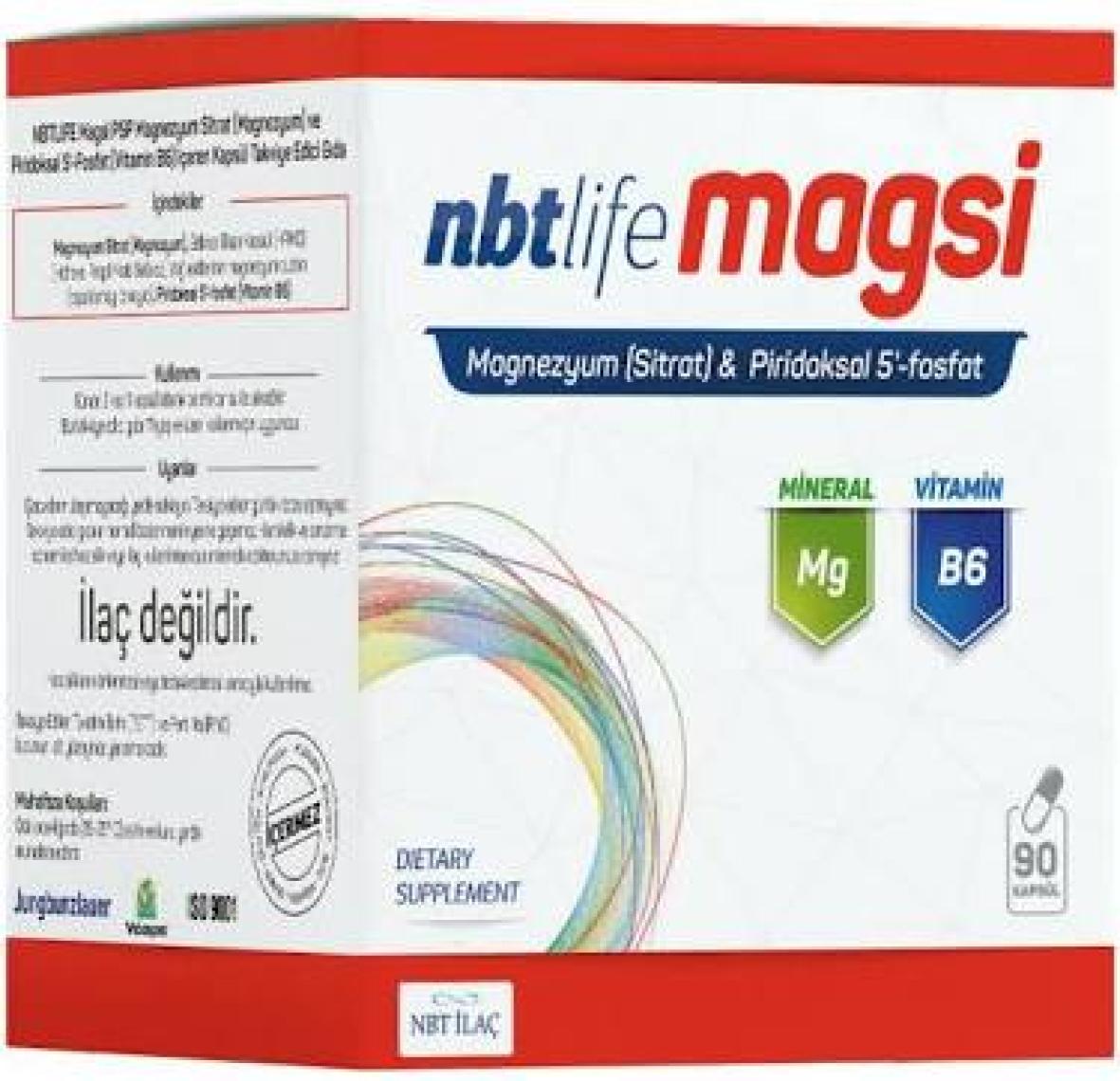 Nbt Life - Magsi Magnezyum Sitrat + Piridoksal 5 Fosfat Kapsül 90 Lık