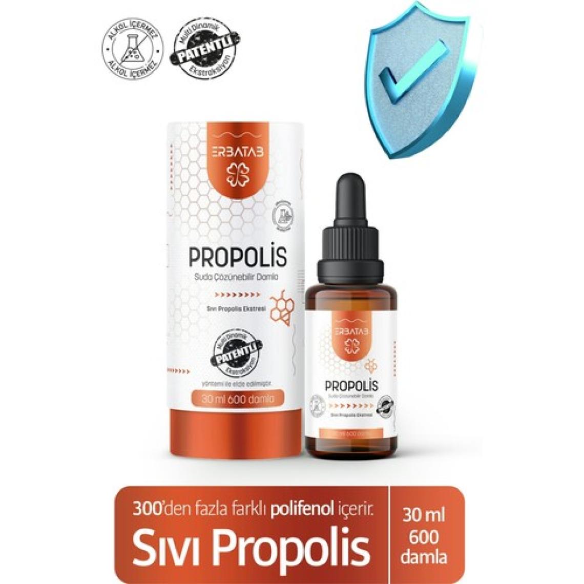 Erbatab Propolis Suda Çözünebilir Damla 30 ml 600 Damla