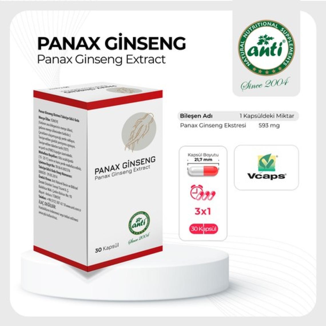 Anti Panax Ginseng Ekstresi(%12 ginsenosides) 30 Kapsül