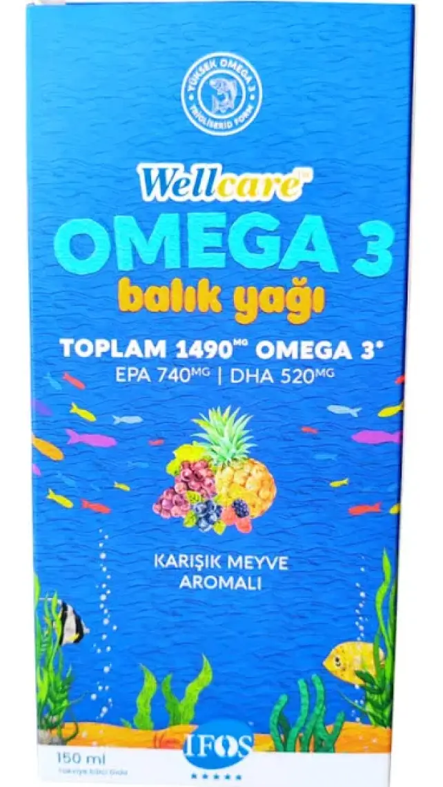Wellcare Omega 3 Fish Oil Karışık Meyve Aromalı Balık Yağı 150 ml