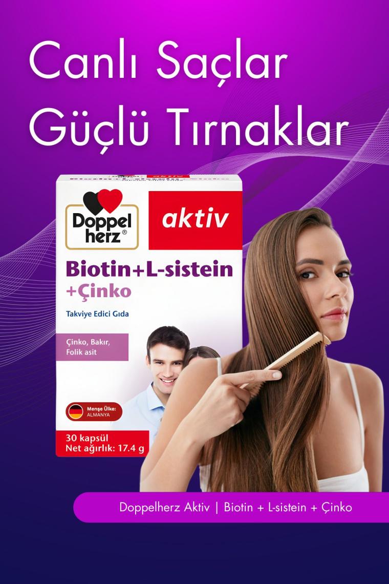 Doppelherz Biotin + L-Sistein + Çinko 30 Kapsül