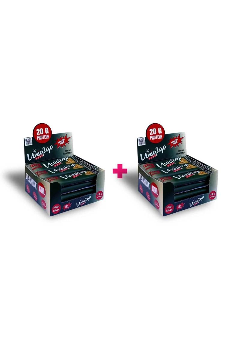 UNIQ2GO Peanut XXL - Fıstık Ezmeli XXL Proteinli Bar 12'li Kutu X2 Kutu 24 Adet