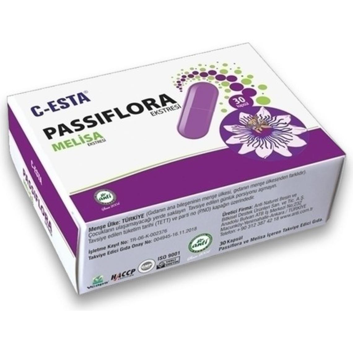 Anti C-Esta Passiflora Melisa Ekstresi 30 Kapsül (2 Adet)