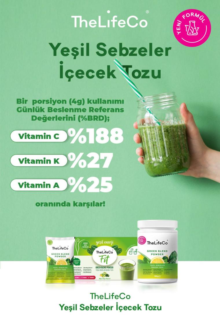 TheLifeCo Yeşil Sebzeler İçecek Tozu (Green Blend) 6g x 7 Adet Şase