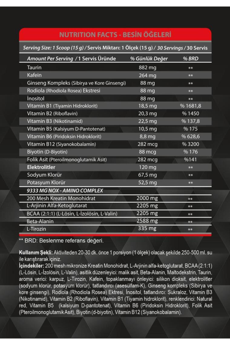 Boost Pre-workout 450 gr Nox - Karpuz Aromalı